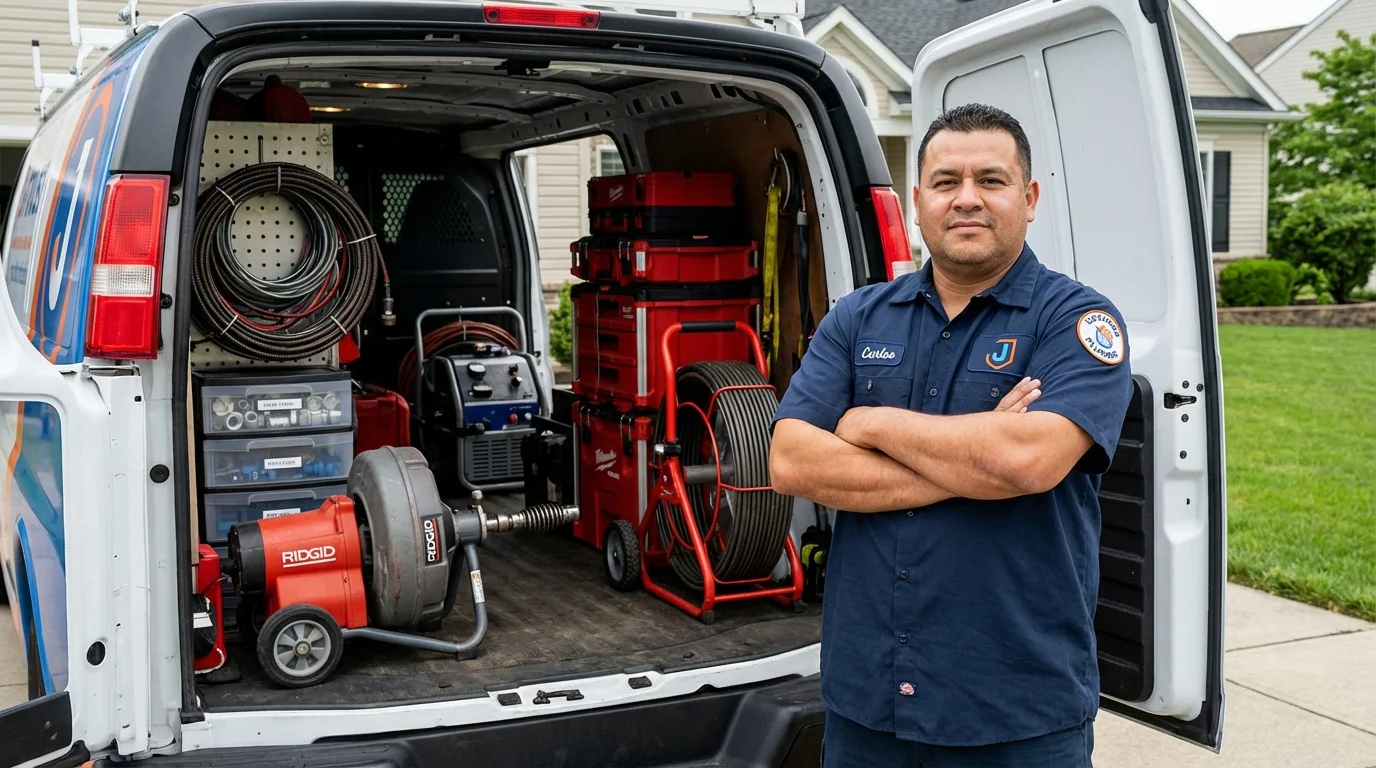 Professional drain cleaning equipment and Johns Plumbing LLC plumber in Point Marion