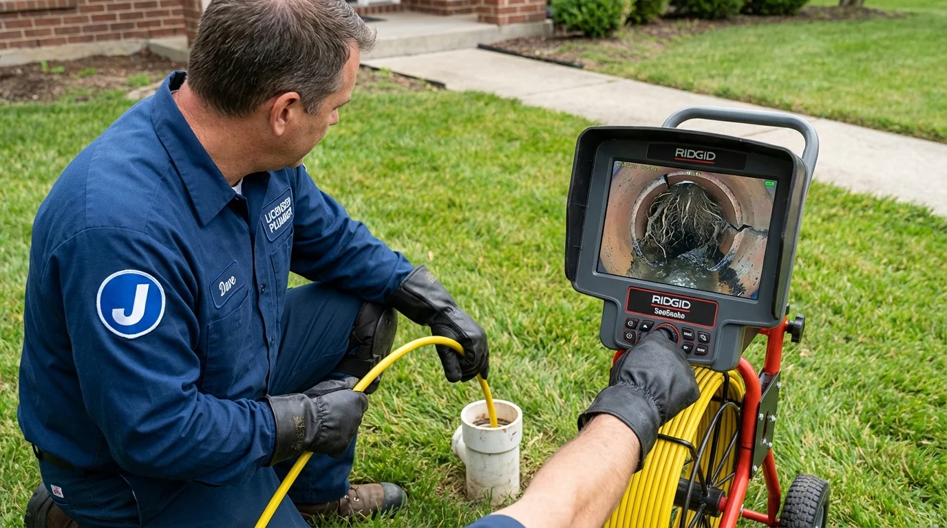 Sewer camera inspection being performed by Johns Plumbing LLC in Point Marion