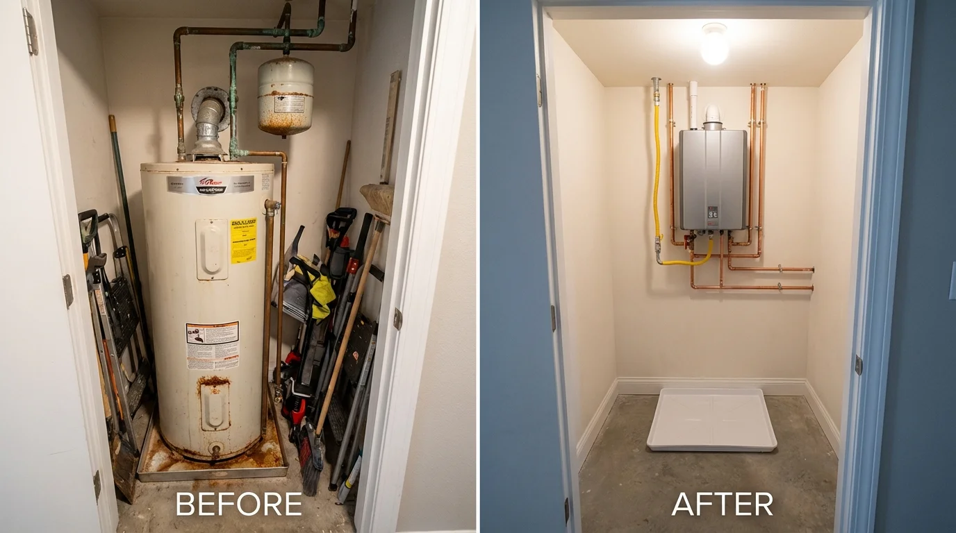 Tank water heater versus wall-mounted tankless unit comparison for Point Marion, PA homeowners